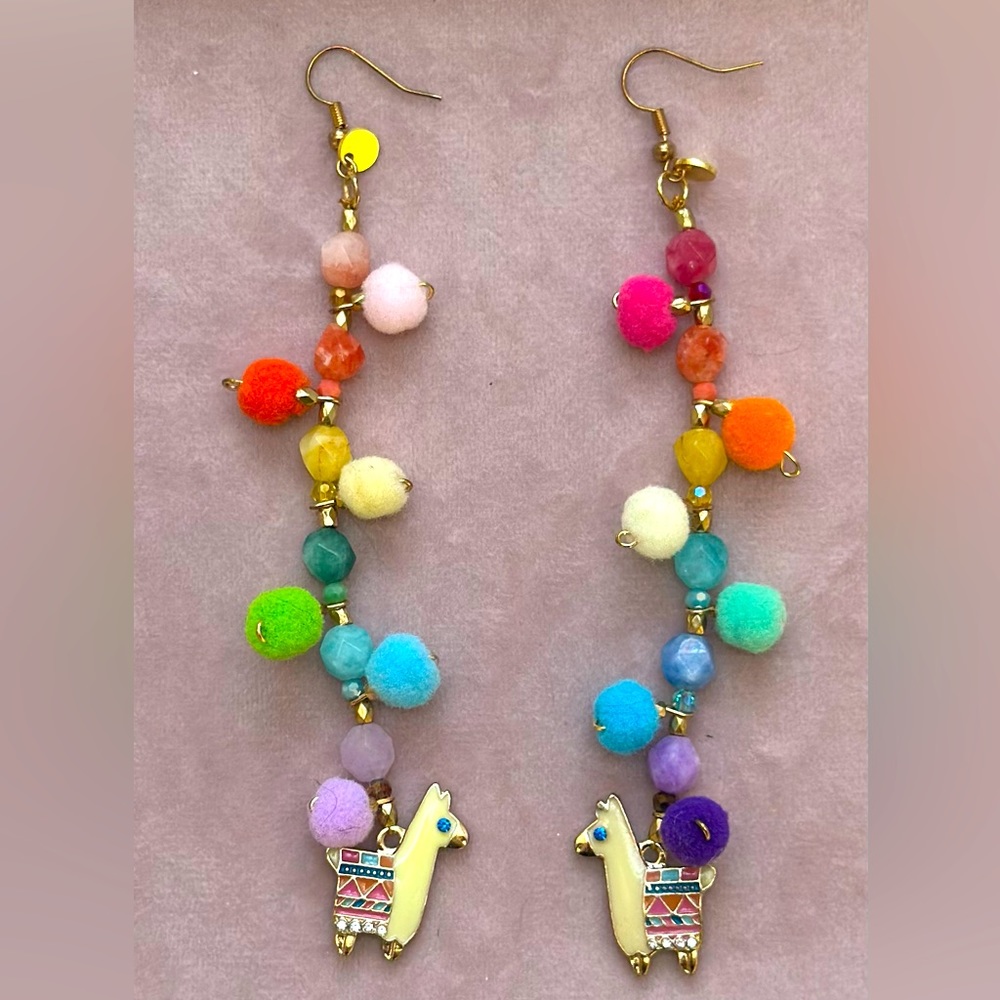 “Suri” Llama Dangle Statement Earrings - image 1